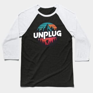 Unplug Hiking and Camping Baseball T-Shirt